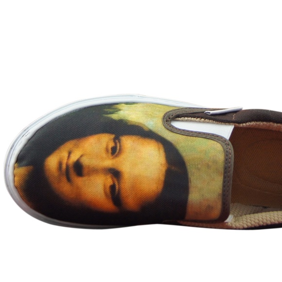 WOMEN'S PRINTED CANVAS SNEAKERS "MONA LISA" ART - Picture 3 of 5